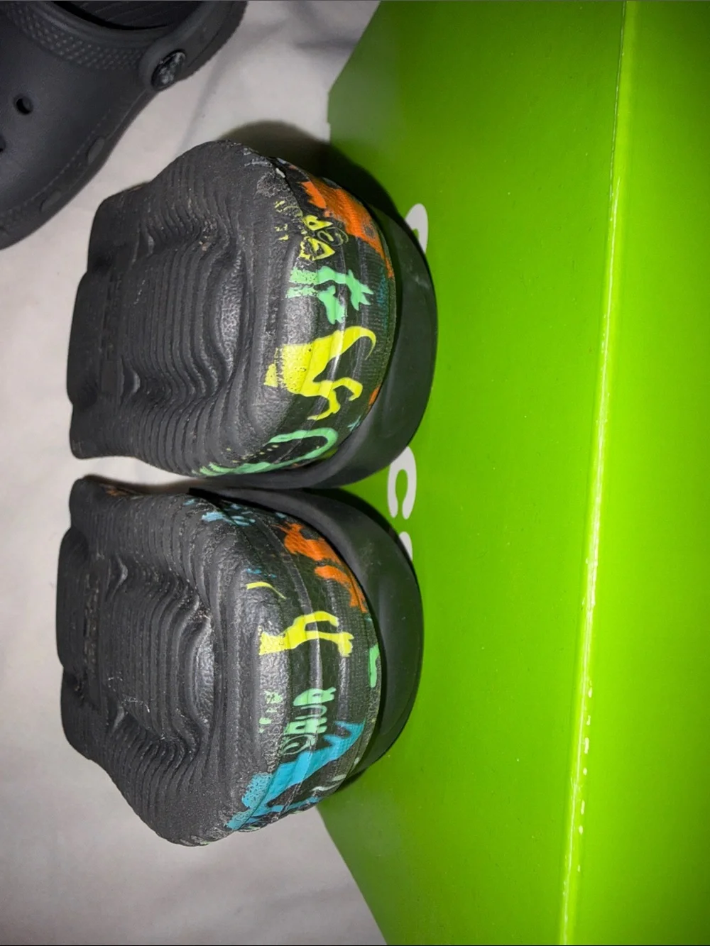 CROCS Kids' Two-Pair Set — Gray and Black with Multicolor Dino Accents